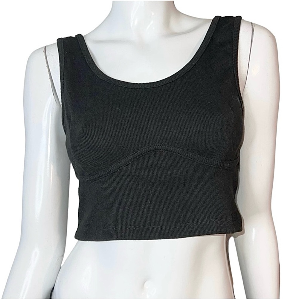 🤑 5/$25 Signature8 Ribbed Wave Panel Black Crop Top